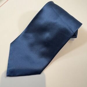 Puritan Mens Silk Necktie Solid Navy Blue Satin Finish Classic Formal Tie NWOT